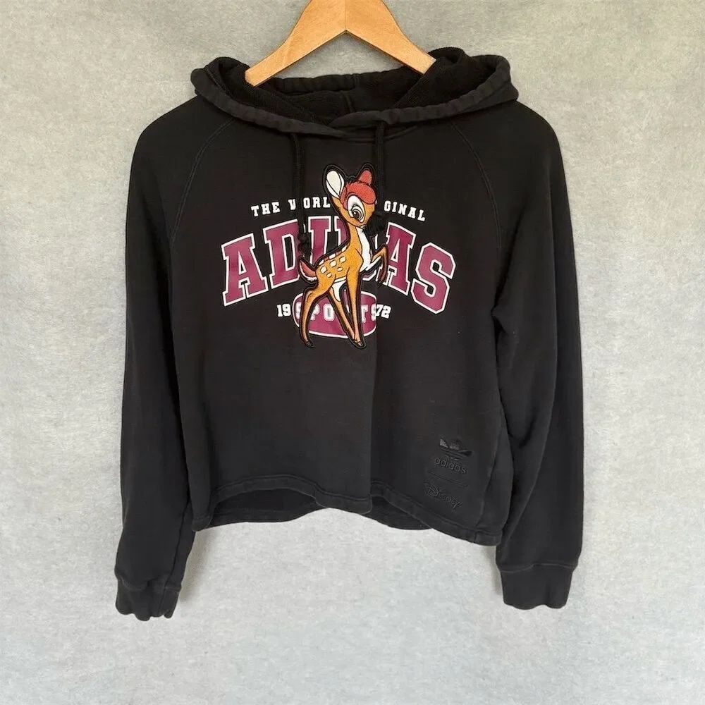 Adidas Originals Women's Disney Bambi Cropped Hoodie Black Size M
